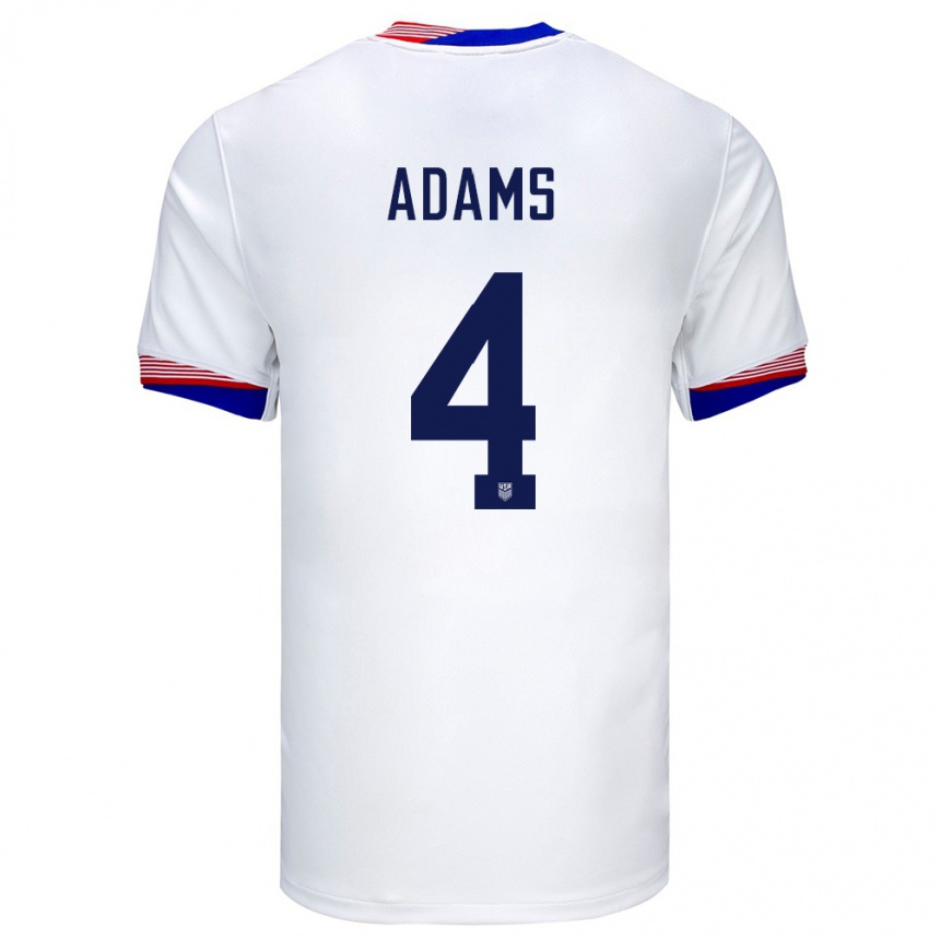 Men Football United States Tyler Adams #4 White Home Jersey 24-26 T-Shirt Nz