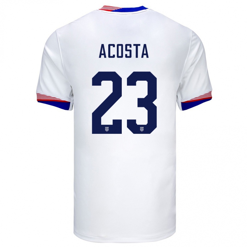 Men Football United States Kellyn Acosta #23 White Home Jersey 24-26 T-Shirt Nz