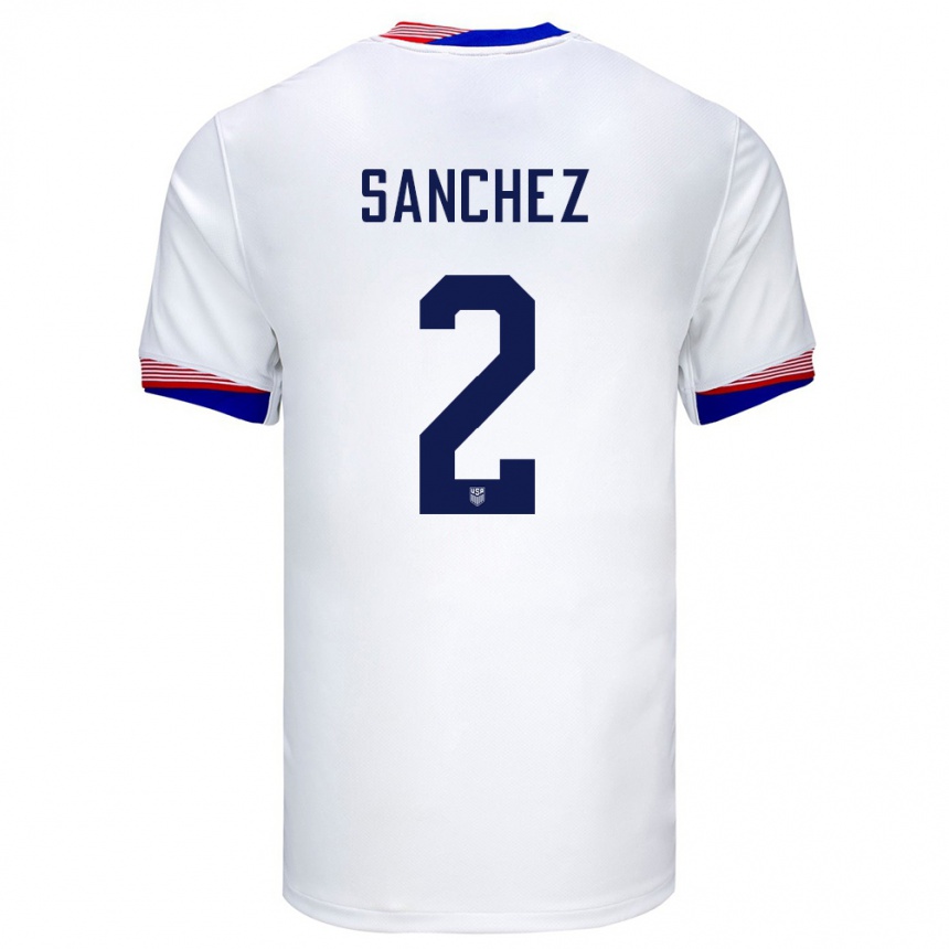 Men Football United States Ashley Sanchez #2 White Home Jersey 24-26 T-Shirt Nz