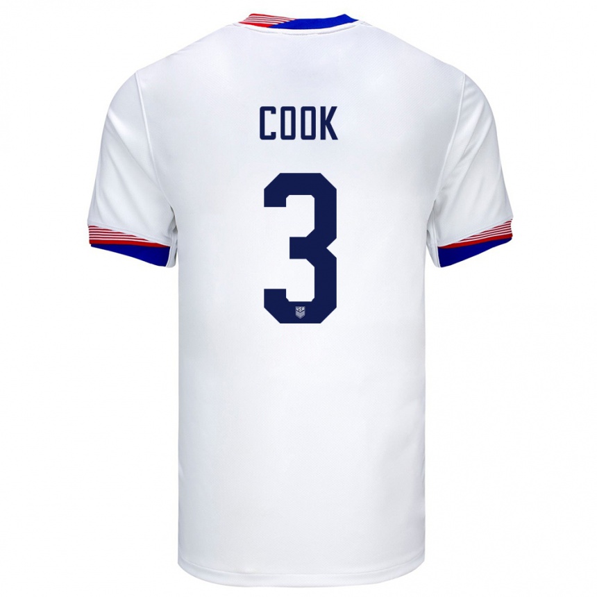 Men Football United States Alana Cook #3 White Home Jersey 24-26 T-Shirt Nz