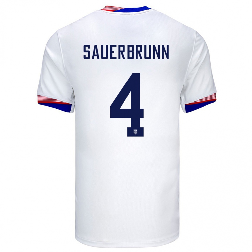 Men Football United States Becky Sauerbrunn #4 White Home Jersey 24-26 T-Shirt Nz