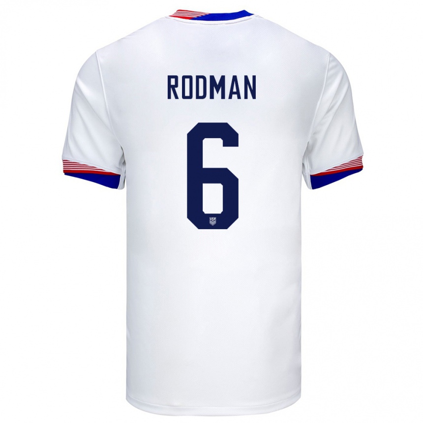 Men Football United States Trinity Rodman #6 White Home Jersey 24-26 T-Shirt Nz