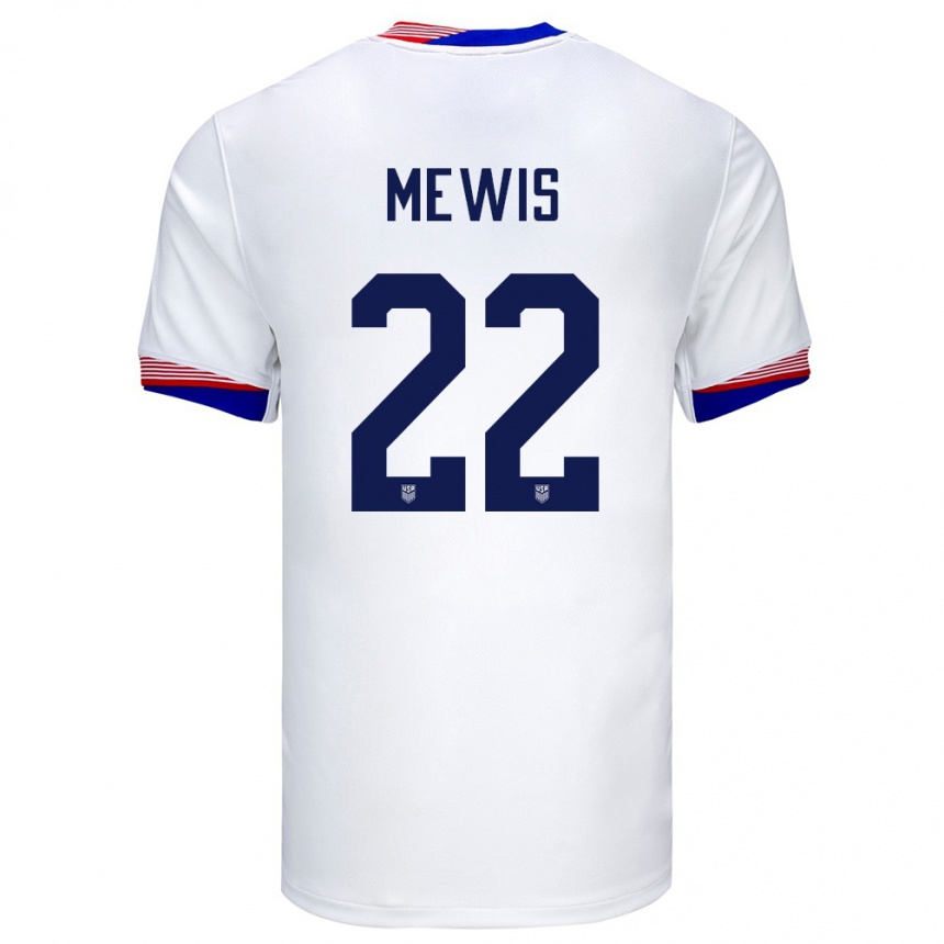 Men Football United States Kristie Mewis #22 White Home Jersey 24-26 T-Shirt Nz