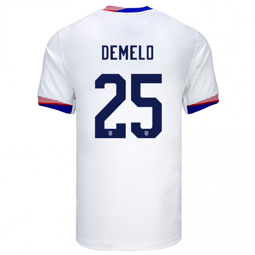 Men Football United States Savannah Demelo #25 White Home Jersey 24-26 T-Shirt Nz