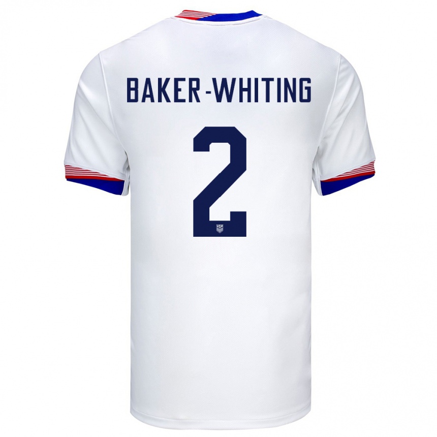 Men Football United States Reed Baker Whiting #2 White Home Jersey 24-26 T-Shirt Nz