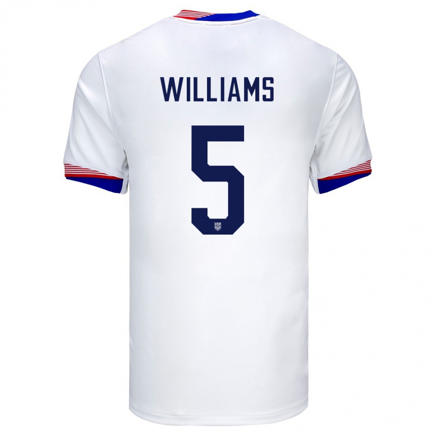 Men Football United States Thomas Williams #5 White Home Jersey 24-26 T-Shirt Nz