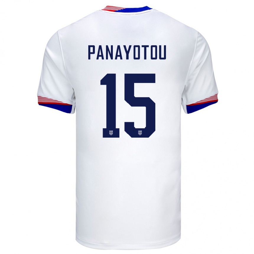 Men Football United States Jack Panayotou #15 White Home Jersey 24-26 T-Shirt Nz