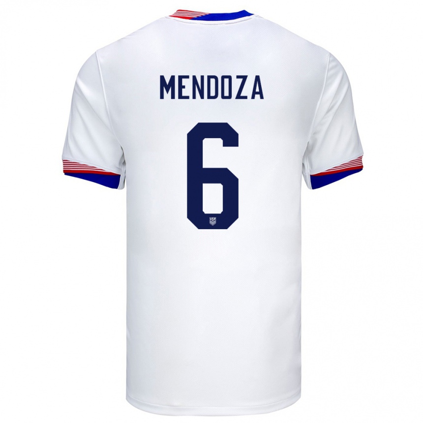 Men Football United States Edwyn Mendoza #6 White Home Jersey 24-26 T-Shirt Nz