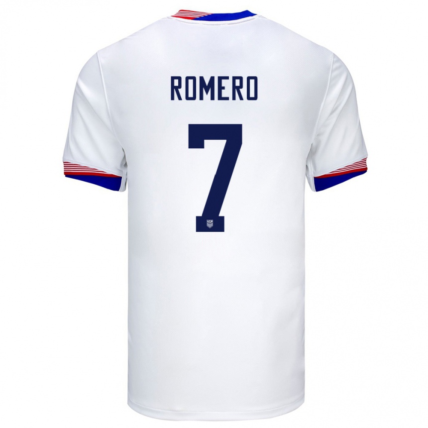 Men Football United States Brian Romero #7 White Home Jersey 24-26 T-Shirt Nz