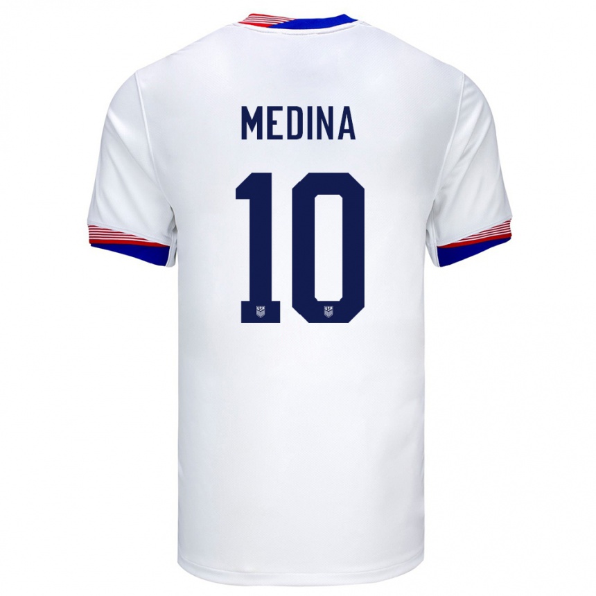 Men Football United States Cruz Medina #10 White Home Jersey 24-26 T-Shirt Nz