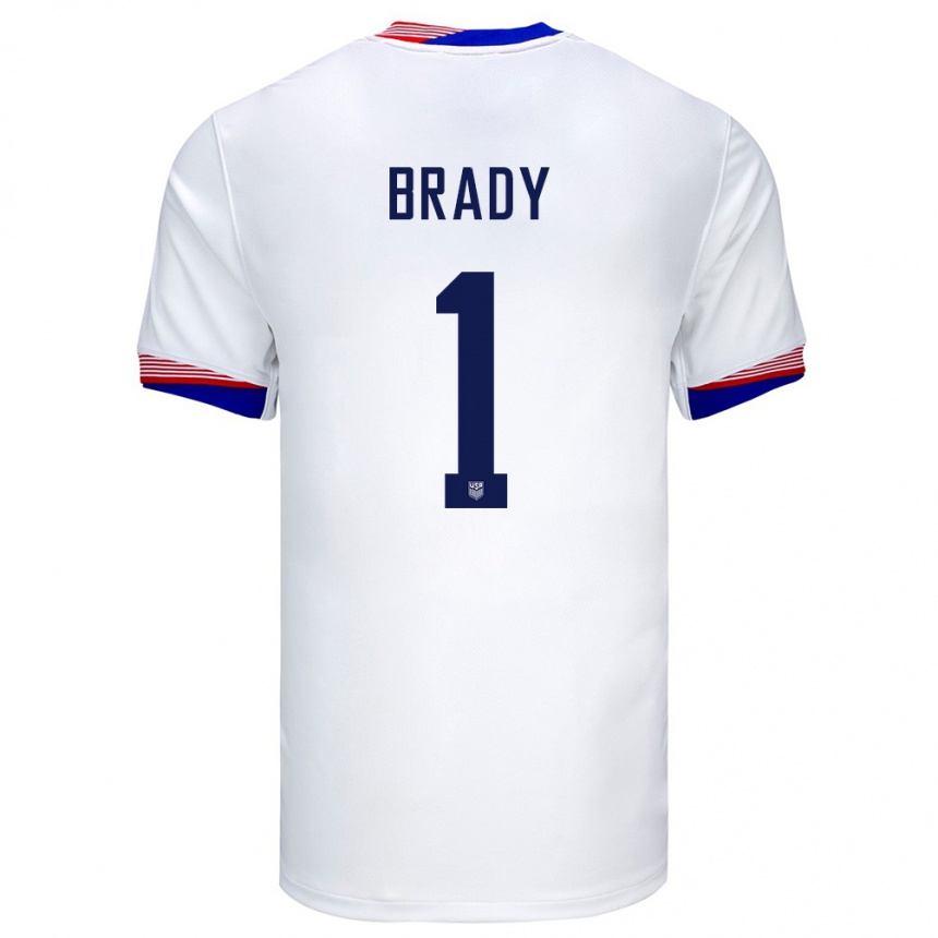 Men Football United States Chris Brady #1 White Home Jersey 24-26 T-Shirt Nz