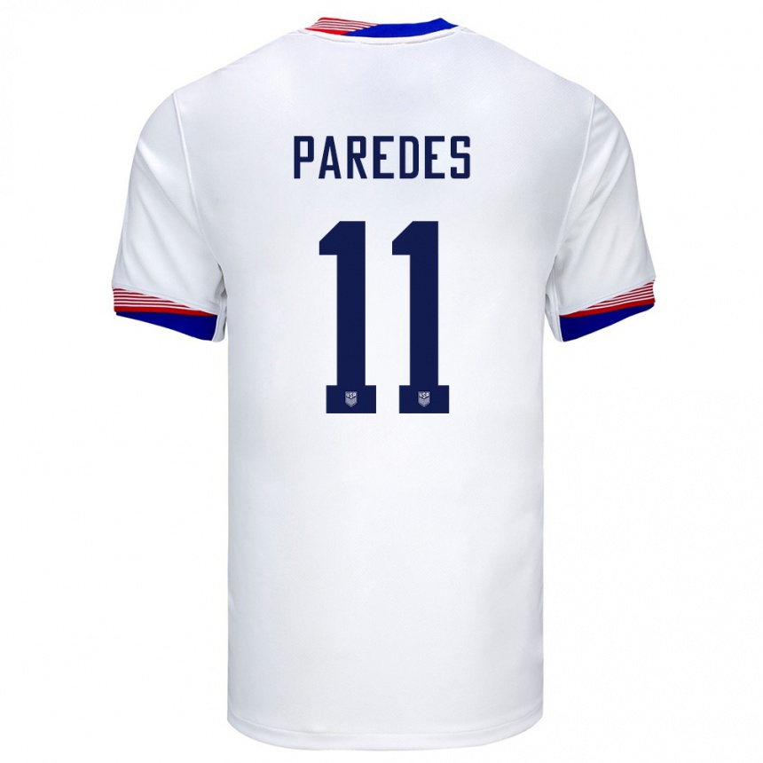 Men Football United States Kevin Paredes #11 White Home Jersey 24-26 T-Shirt Nz