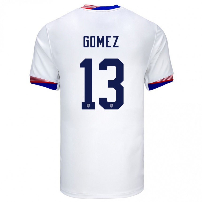 Men Football United States Jonathan Gomez #13 White Home Jersey 24-26 T-Shirt Nz