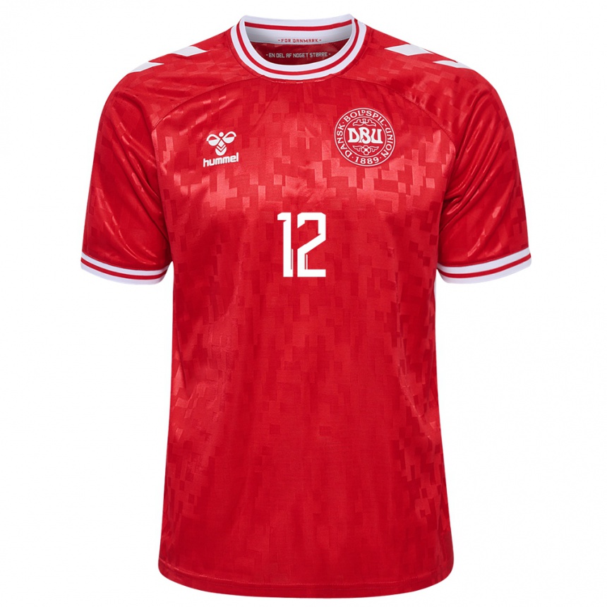 Men Football Denmark Philip Söndergaard #12 Red Home Jersey 24-26 T-Shirt Nz