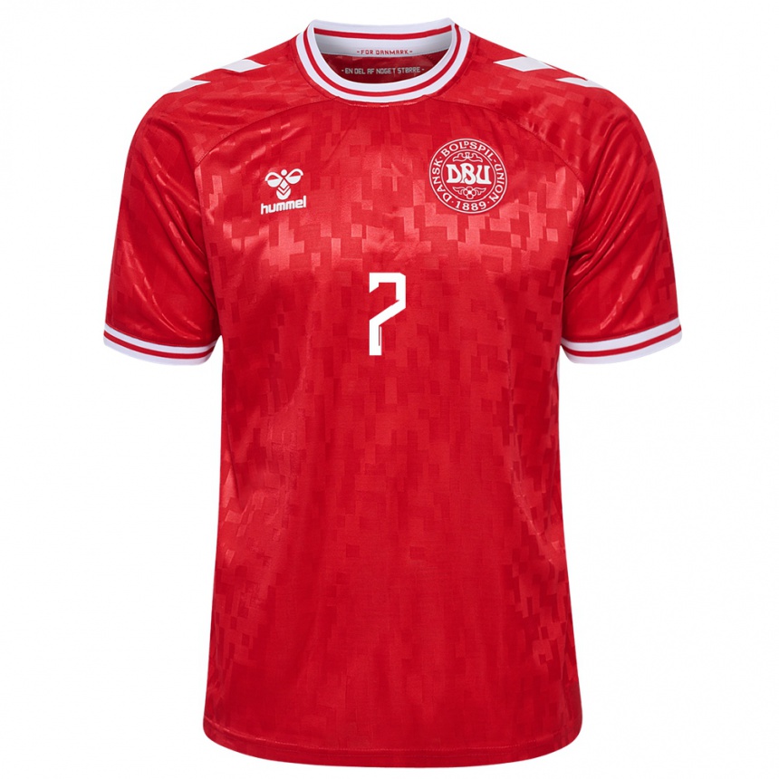 Men Football Denmark Tobias Bech #7 Red Home Jersey 24-26 T-Shirt Nz