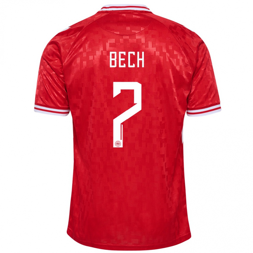 Men Football Denmark Tobias Bech #7 Red Home Jersey 24-26 T-Shirt Nz