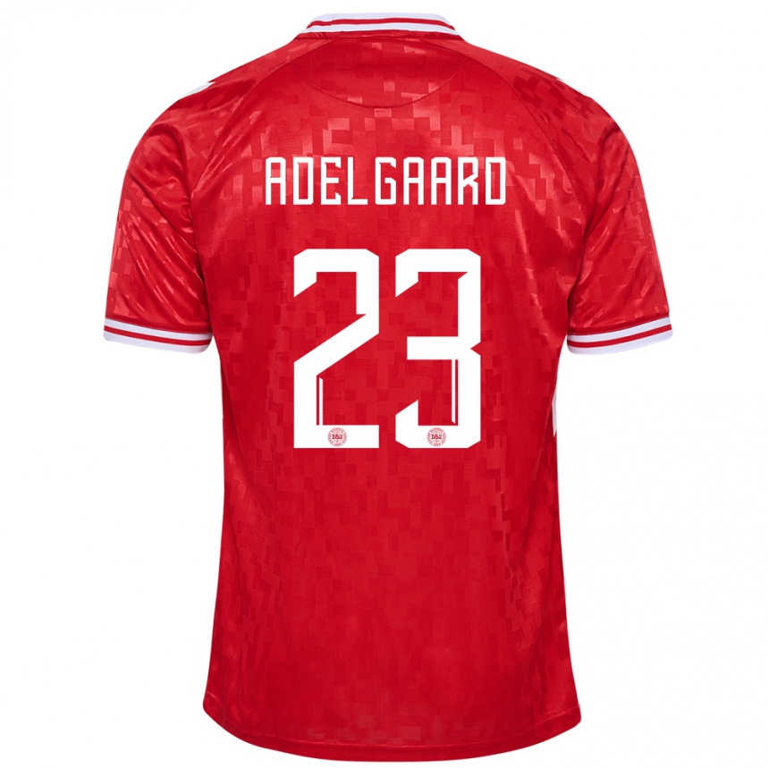 Men Football Denmark Aske Adelgaard #23 Red Home Jersey 24-26 T-Shirt Nz