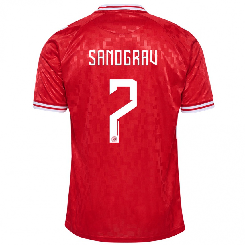 Men Football Denmark Lauge Sandgrav #7 Red Home Jersey 24-26 T-Shirt Nz