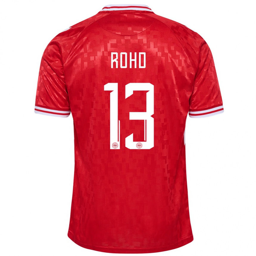 Men Football Denmark Emil Rohd #13 Red Home Jersey 24-26 T-Shirt Nz