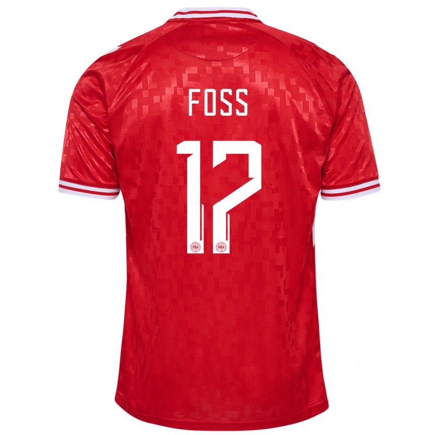 Men Football Denmark Jonathan Foss #17 Red Home Jersey 24-26 T-Shirt Nz