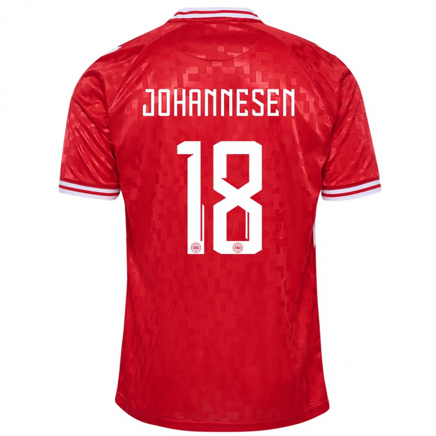 Men Football Denmark Sofus Johannesen #18 Red Home Jersey 24-26 T-Shirt Nz