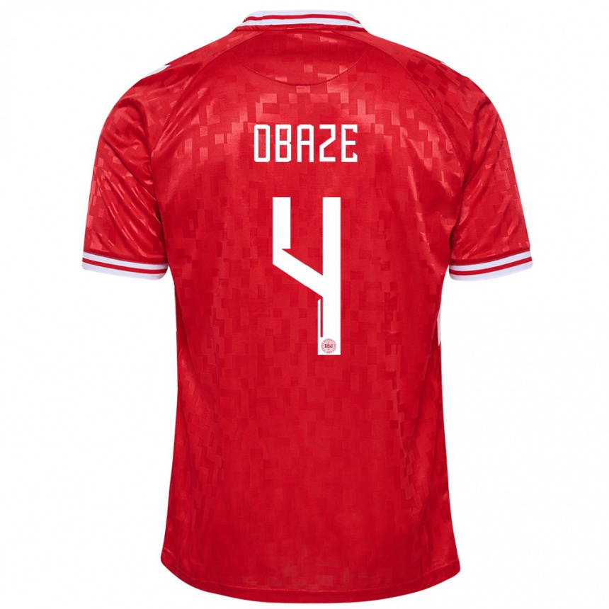 Men Football Denmark Isabella Obaze #4 Red Home Jersey 24-26 T-Shirt Nz