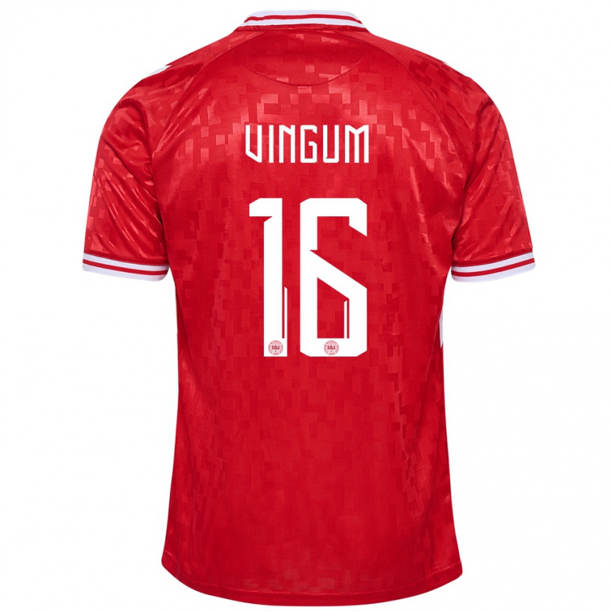 Men Football Denmark Alberte Vingum #16 Red Home Jersey 24-26 T-Shirt Nz