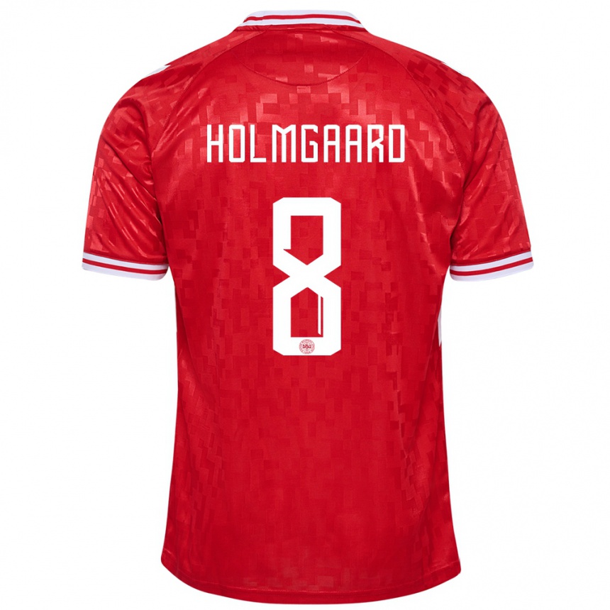 Men Football Denmark Sara Holmgaard #8 Red Home Jersey 24-26 T-Shirt Nz