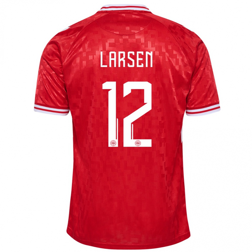 Men Football Denmark Stine Larsen #12 Red Home Jersey 24-26 T-Shirt Nz