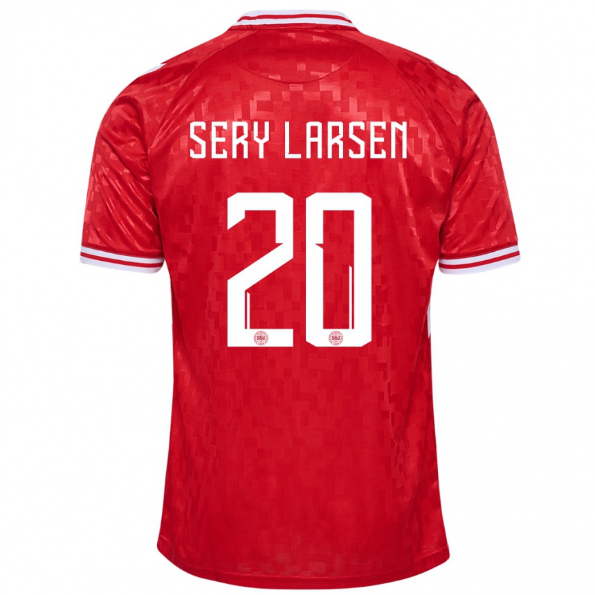 Men Football Denmark Japhet Sery Larsen #20 Red Home Jersey 24-26 T-Shirt Nz