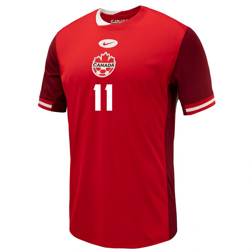 Men Football Canada Jayden Nelson #11 Red Home Jersey 24-26 T-Shirt Nz