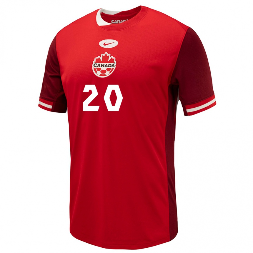 Men Football Canada Ali Ahmed #20 Red Home Jersey 24-26 T-Shirt Nz