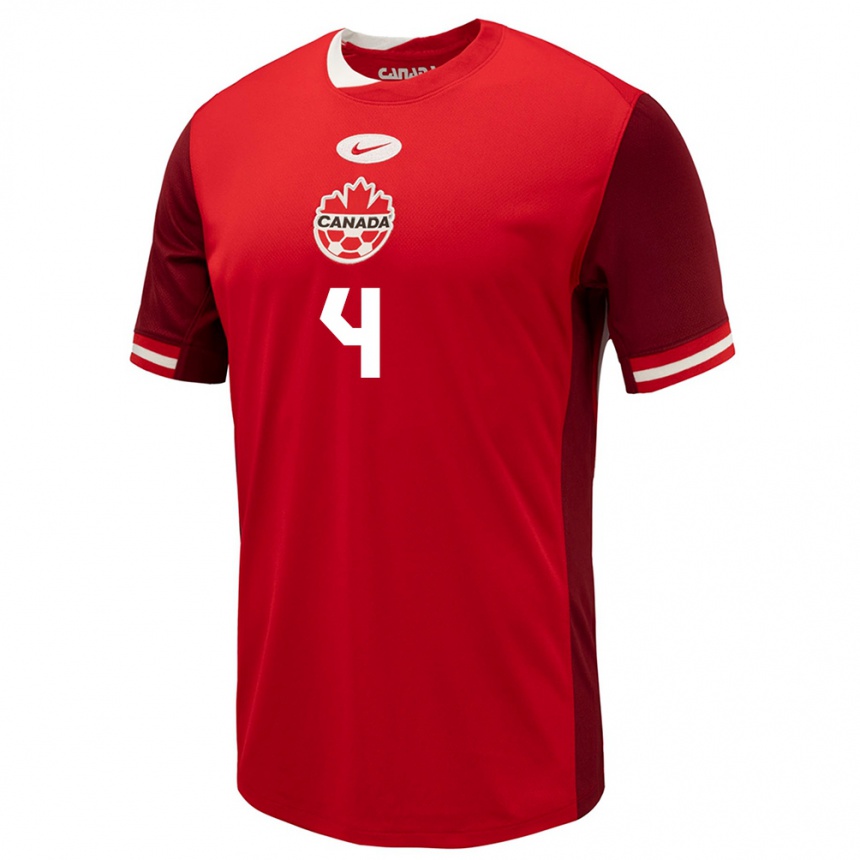 Men Football Canada Alessandro Biello #4 Red Home Jersey 24-26 T-Shirt Nz