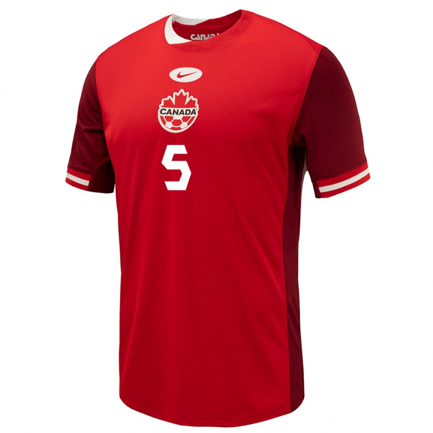 Men Football Canada Joel Waterman #5 Red Home Jersey 24-26 T-Shirt Nz