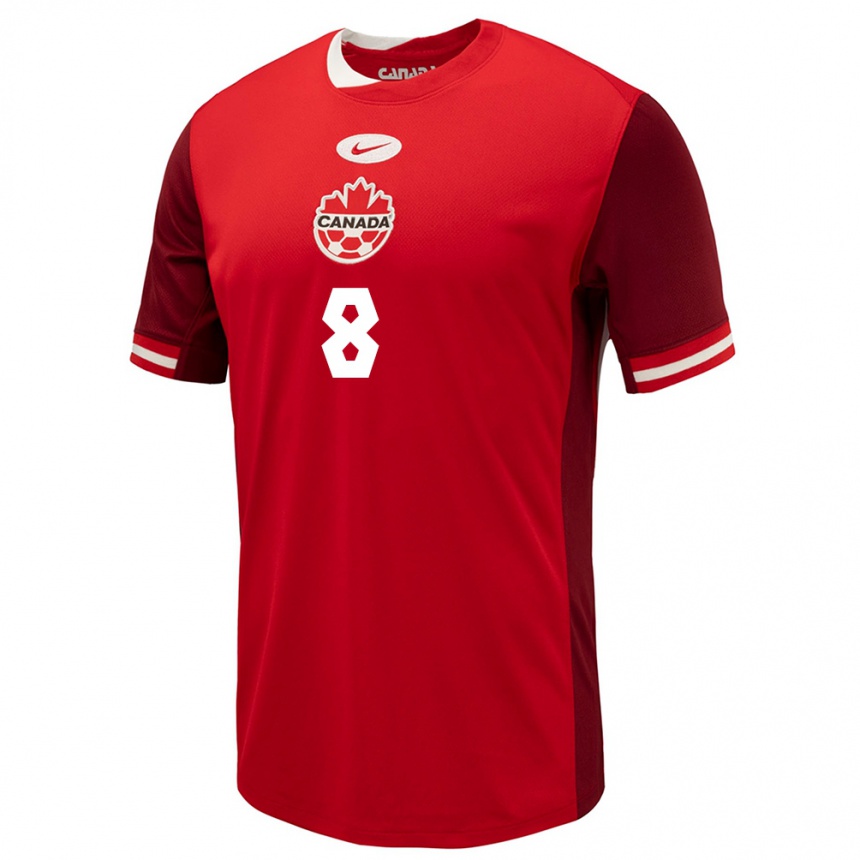 Men Football Canada Rida Zouhir #8 Red Home Jersey 24-26 T-Shirt Nz