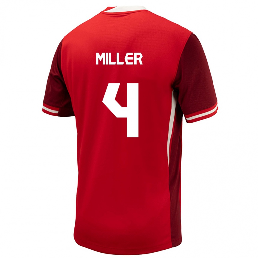 Men Football Canada Kamal Miller #4 Red Home Jersey 24-26 T-Shirt Nz