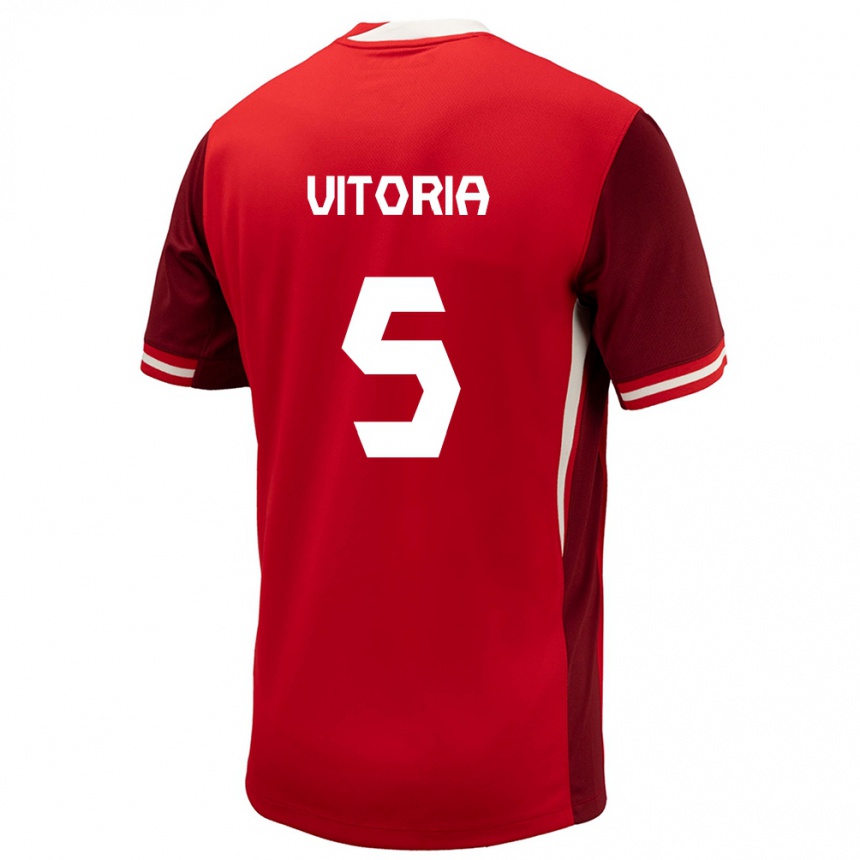 Men Football Canada Steven Vitoria #5 Red Home Jersey 24-26 T-Shirt Nz