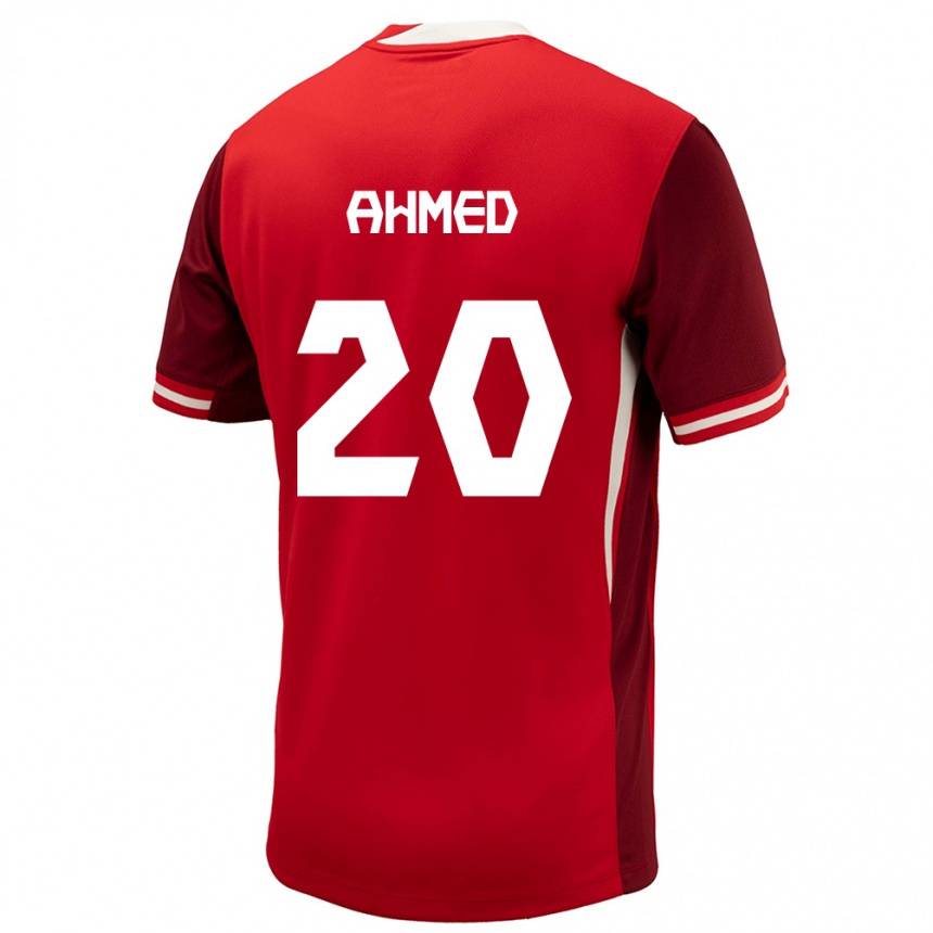 Men Football Canada Ali Ahmed #20 Red Home Jersey 24-26 T-Shirt Nz