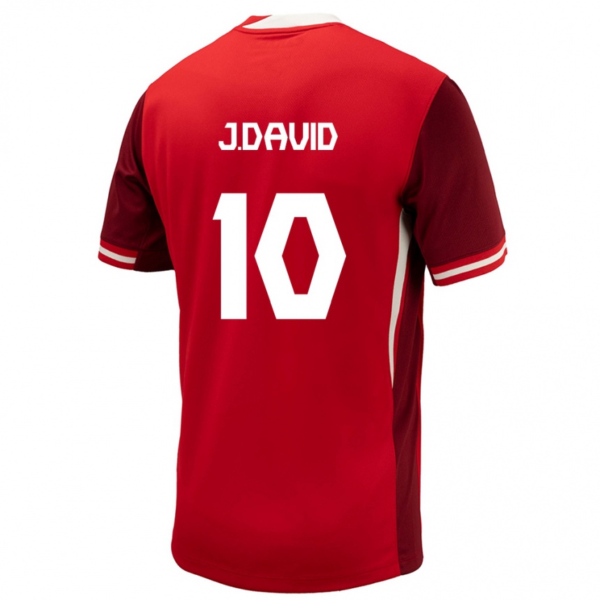 Men Football Canada Jonathan David #10 Red Home Jersey 24-26 T-Shirt Nz