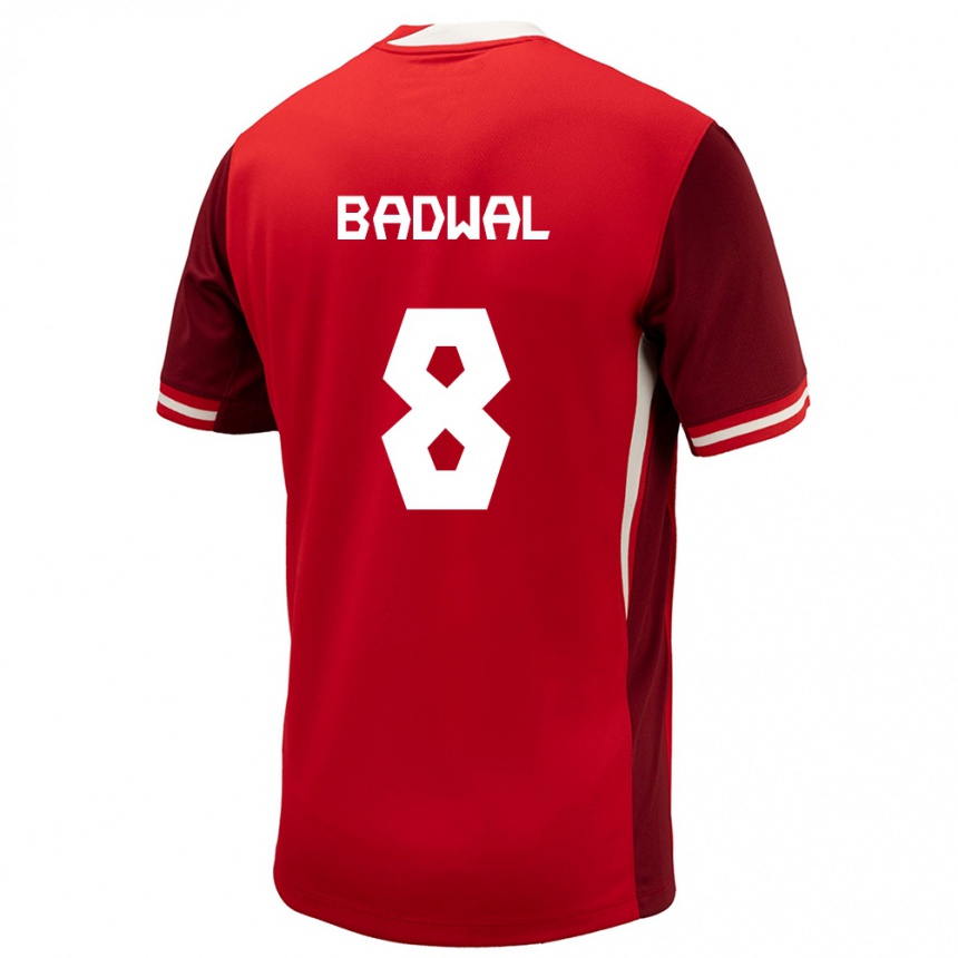 Men Football Canada Jeevan Badwal #8 Red Home Jersey 24-26 T-Shirt Nz