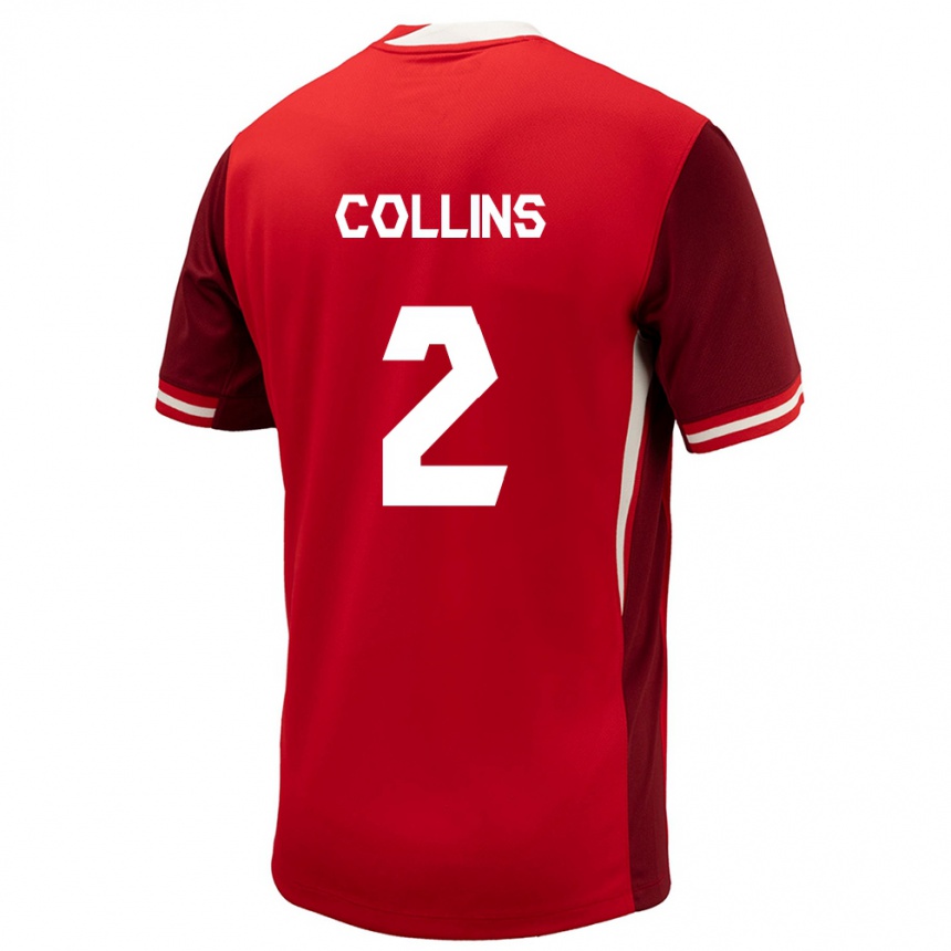 Men Football Canada Sydney Collins #2 Red Home Jersey 24-26 T-Shirt Nz