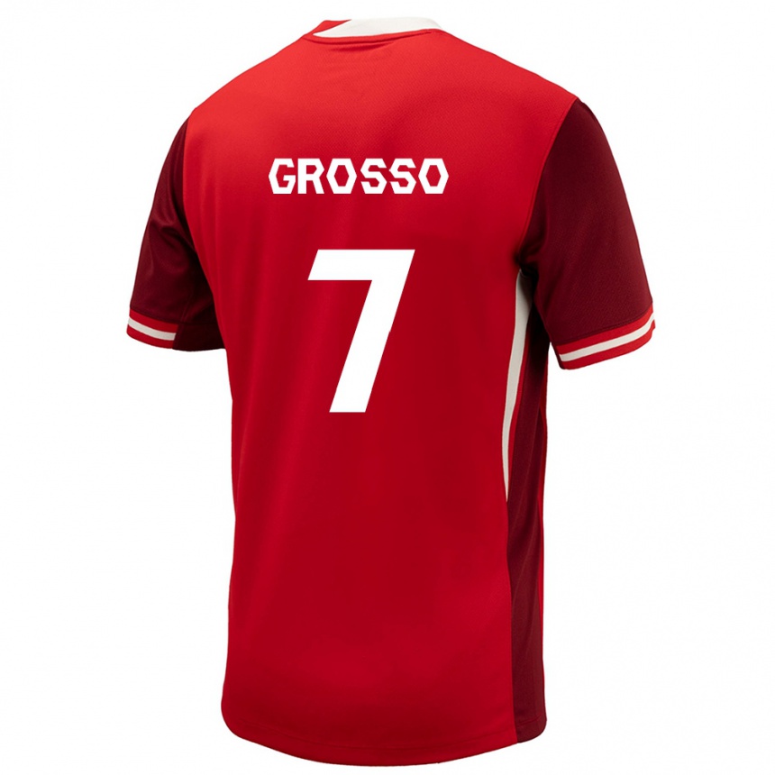 Men Football Canada Julia Grosso #7 Red Home Jersey 24-26 T-Shirt Nz