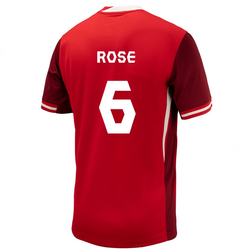 Men Football Canada Deanne Rose #6 Red Home Jersey 24-26 T-Shirt Nz