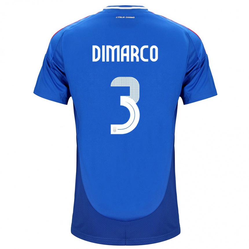 Men Football Italy Federico Dimarco #3 Blue Home Jersey 24-26 T-Shirt Nz