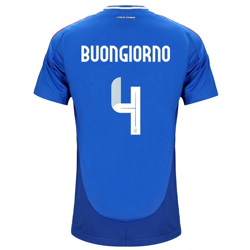 Men Football Italy Alessandro Buongiorno #4 Blue Home Jersey 24-26 T-Shirt Nz