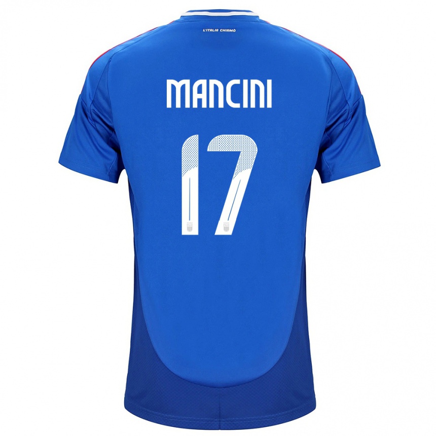 Men Football Italy Gianluca Mancini #17 Blue Home Jersey 24-26 T-Shirt Nz