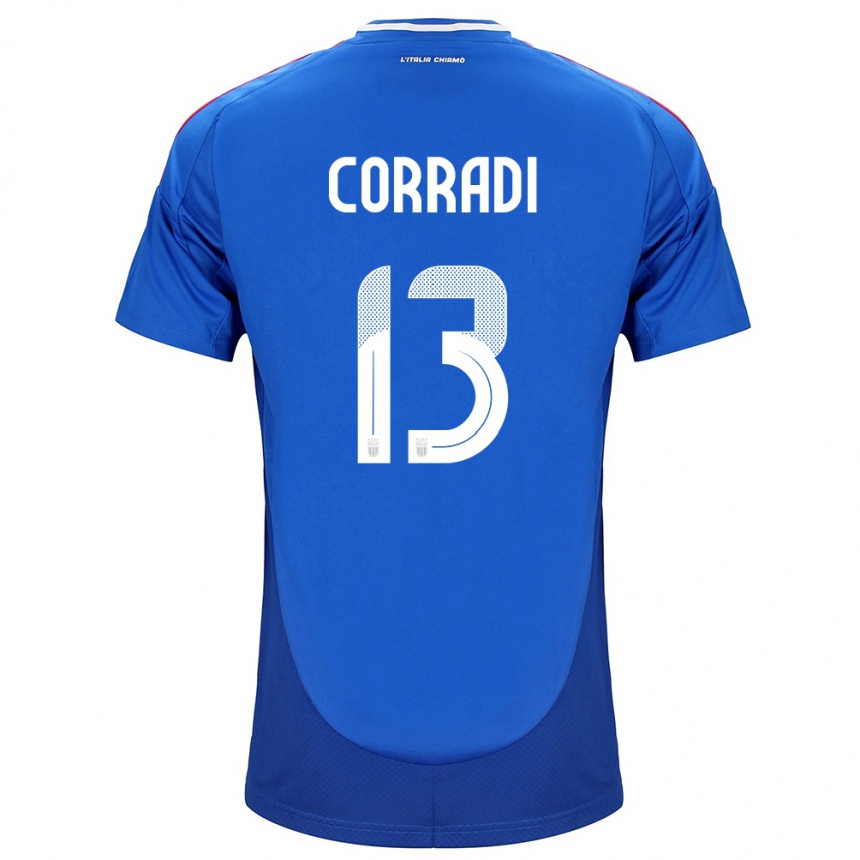 Men Football Italy Christian Corradi #13 Blue Home Jersey 24-26 T-Shirt Nz