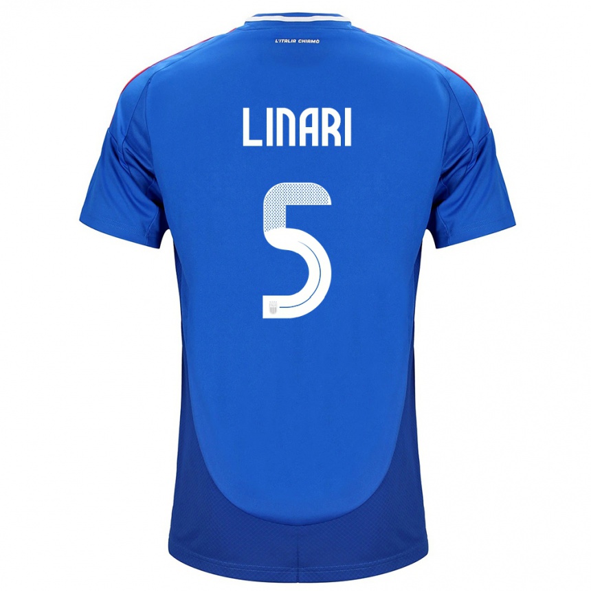 Men Football Italy Elena Linari #5 Blue Home Jersey 24-26 T-Shirt Nz