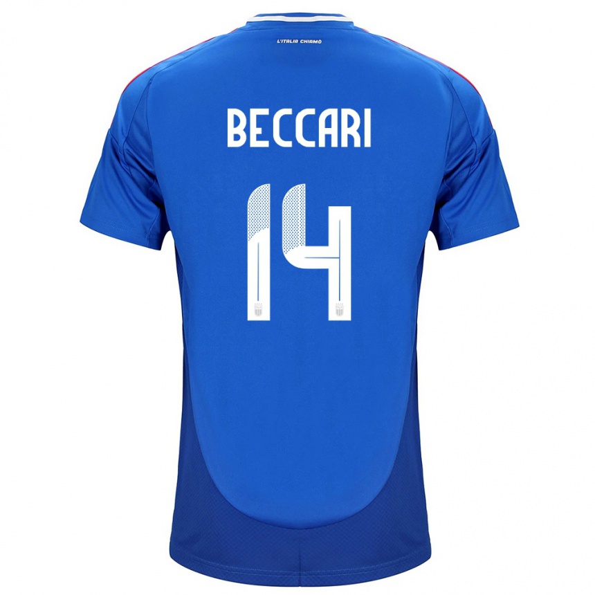 Men Football Italy Chiara Beccari #14 Blue Home Jersey 24-26 T-Shirt Nz