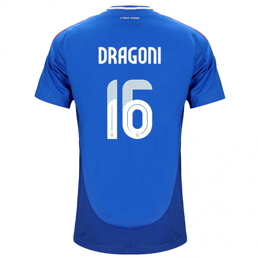 Men Football Italy Giulia Dragoni #16 Blue Home Jersey 24-26 T-Shirt Nz